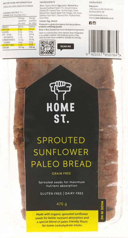 Home St. Sprouted Sunflower Paleo Bread 470g