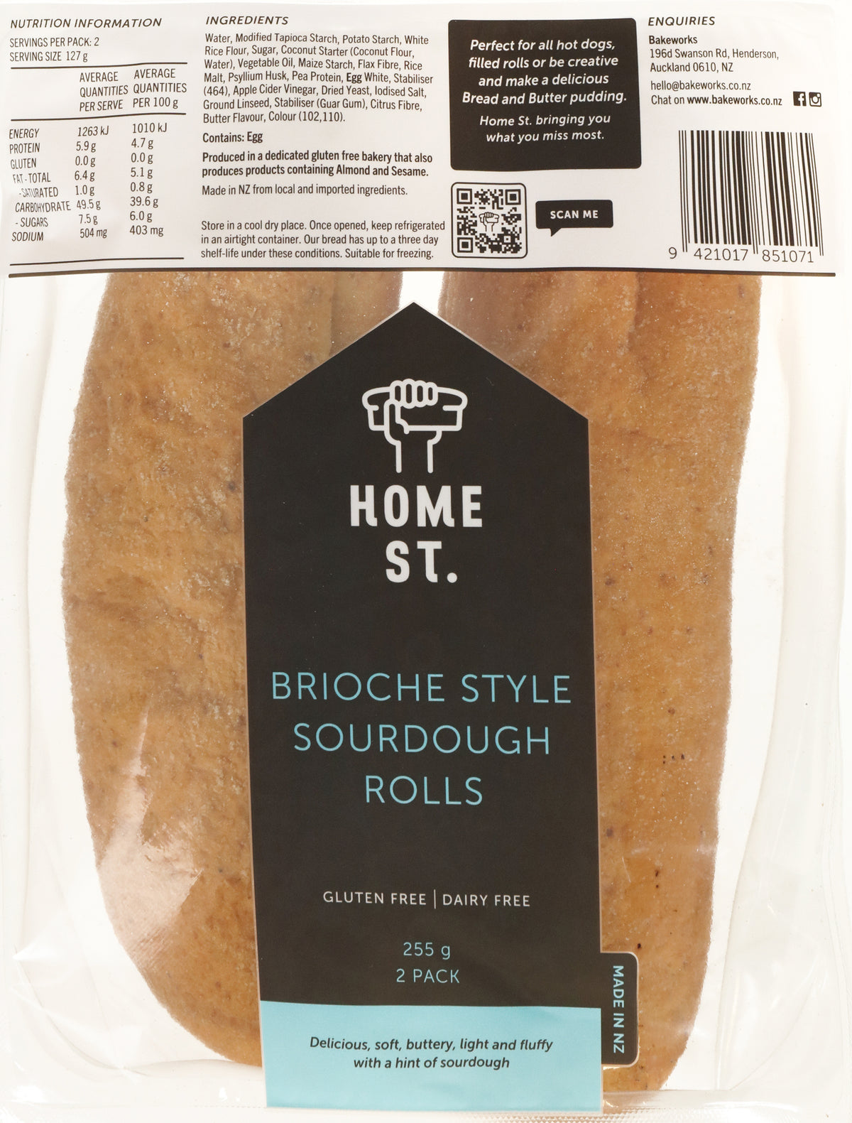 Home St. Brioche Style Sourdough Rolls 2 pack 255g